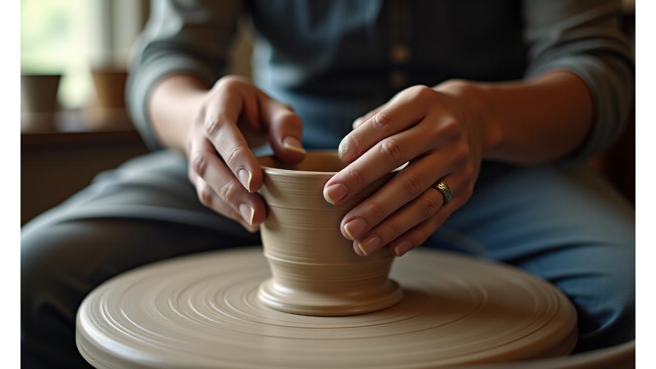 職人が粘土を繊細に成形する様子